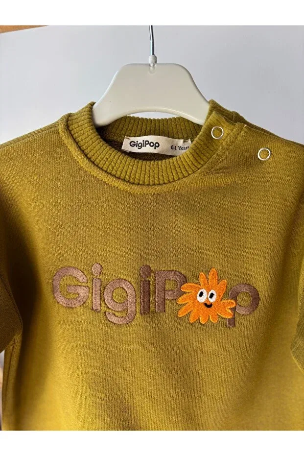 Детские свитшот для девочек хлопковый Embroidered baby / kids sweatshirt Gigipop, Pistachio Green