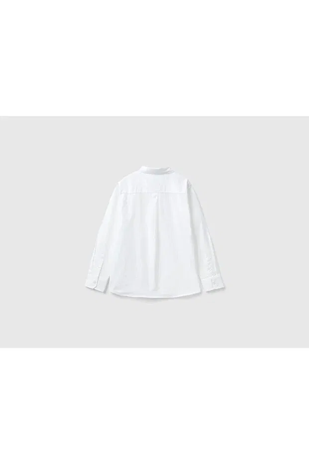 Детская рубашка для мальчиков с длинным рукавом Benetton, White — фото 2