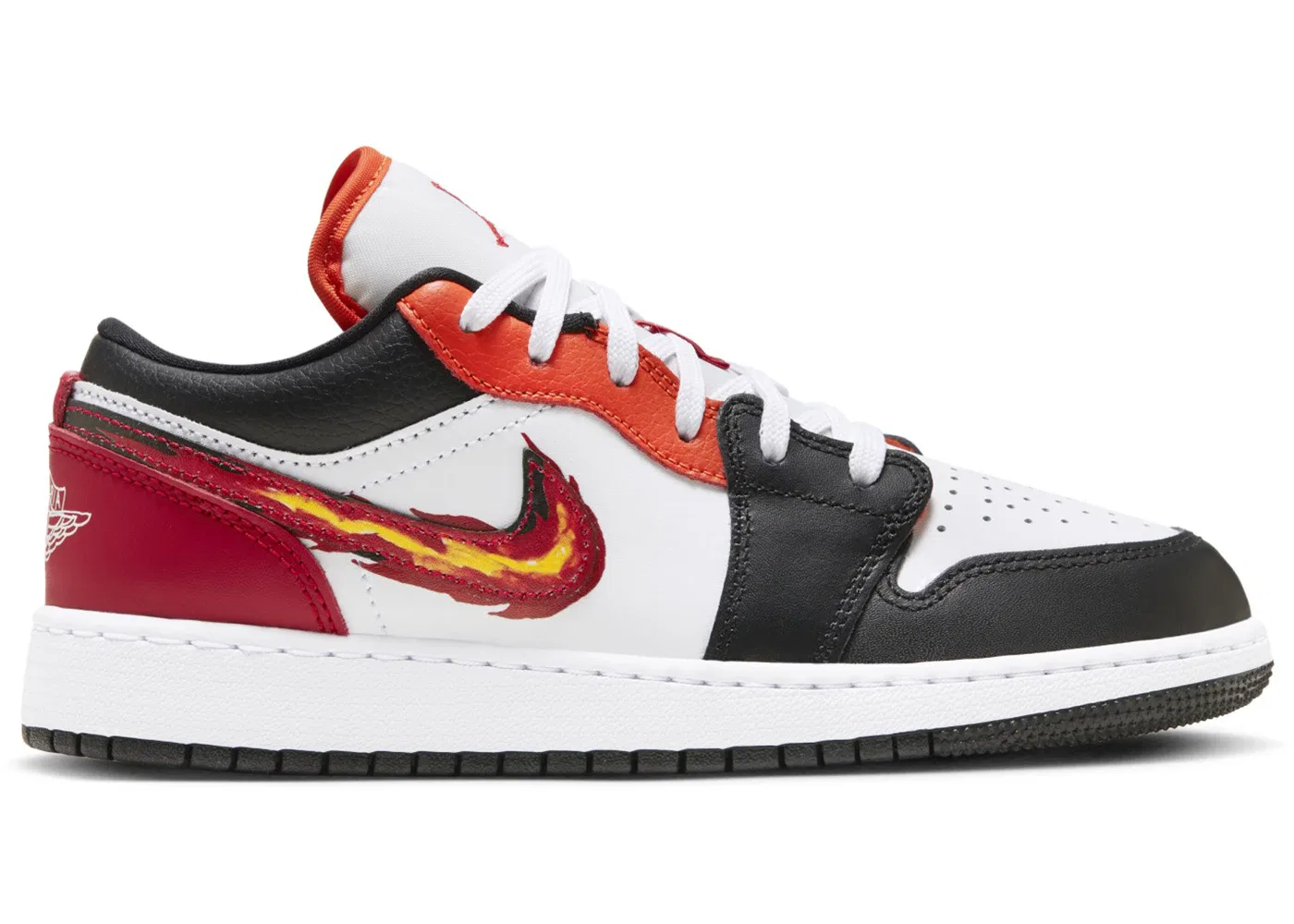 Детские кроссовки с принтом Jordan 1 Low SE Jordan, White Black-White-Gym Red-Team Orange
