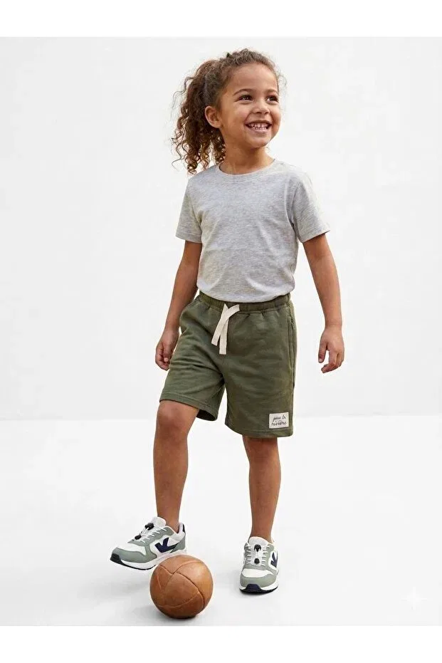 Детские шорты для мальчиков хлопковые Combed Cotton Summer Lace-Up Boys Shorts Pour La Riviere, Khaki