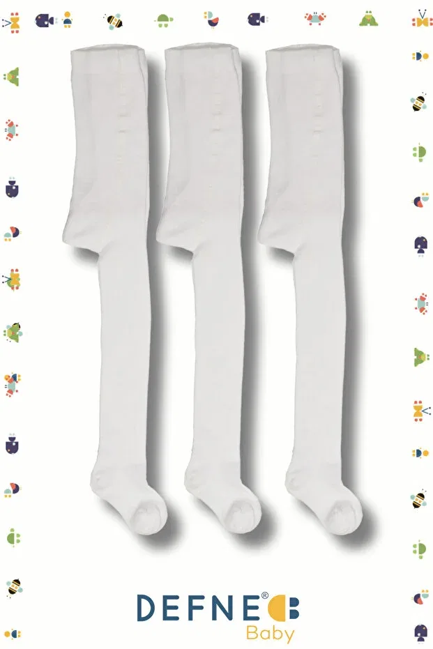 Детские колготки хлопковые комплект 3 шт Defne Baby, White