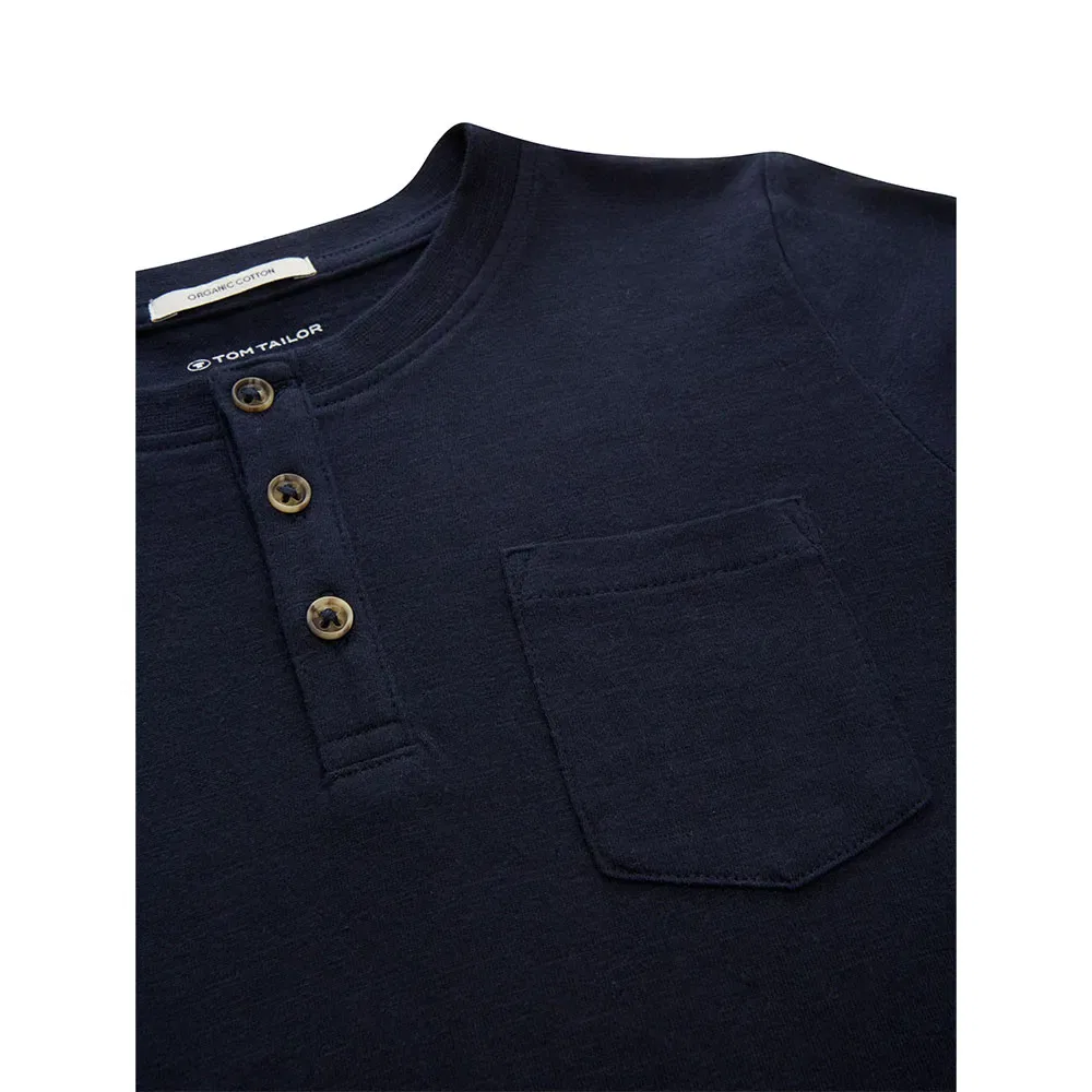 Детская футболка-поло с длинным рукавом Striped Slub Henley Tom tailor, Blue — фото 3