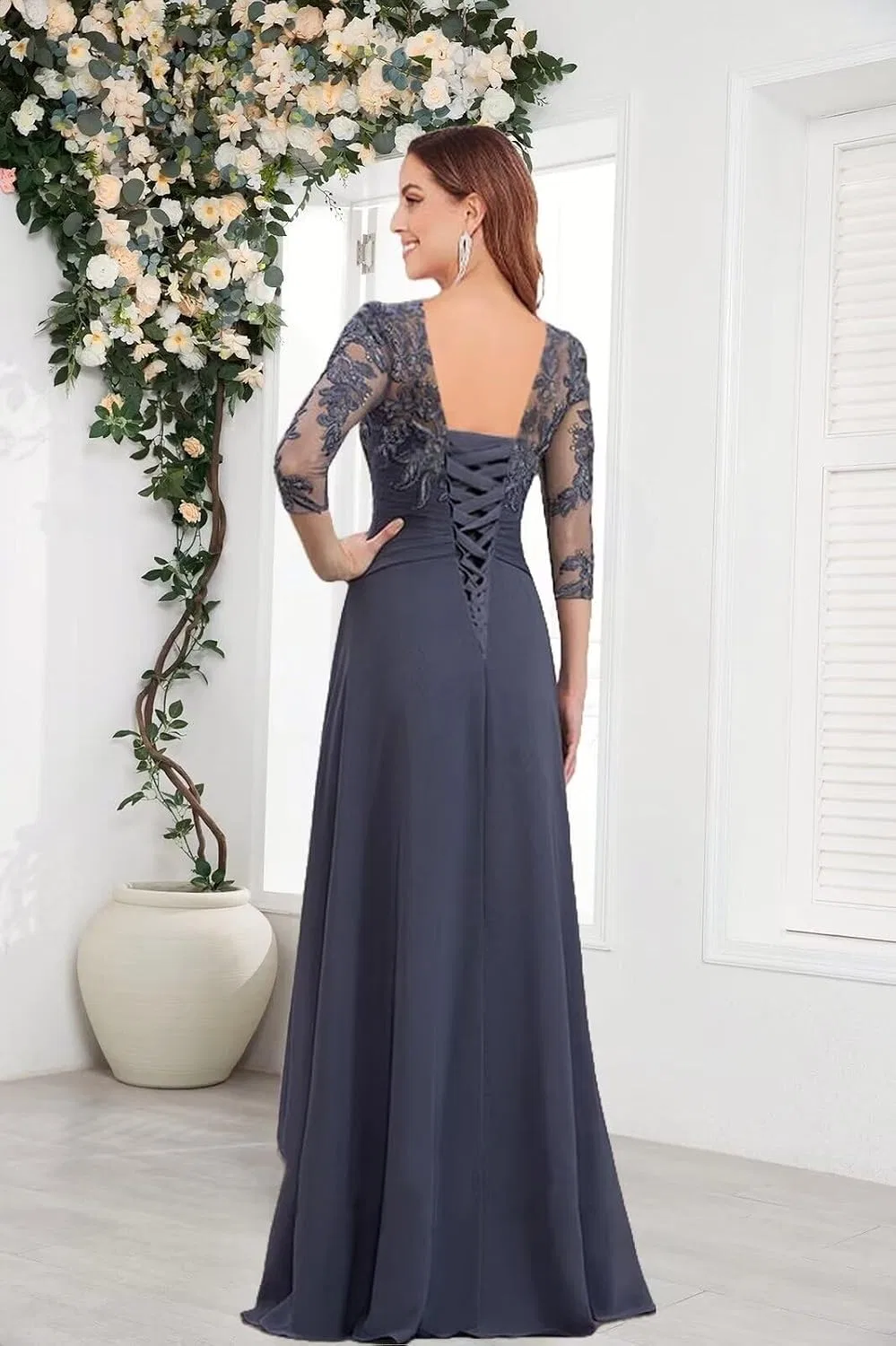 Женское формальное платье с кружевными аппликациями Chiffon, Eucalyptus — фото 3