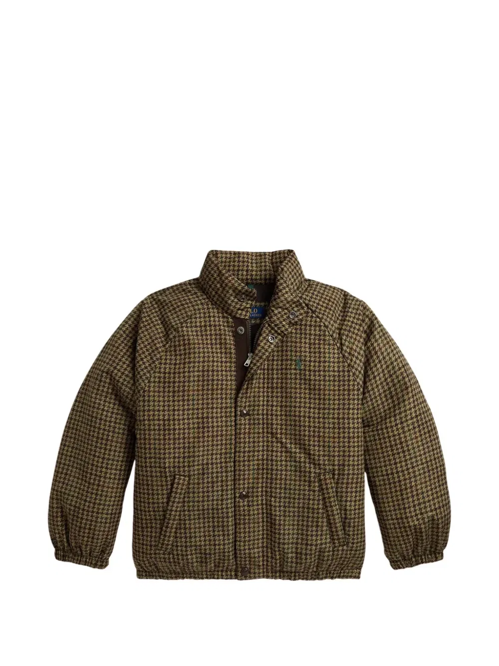 Пуховик c принтом "гусиные лапки" Polo Ralph Lauren Kids, коричневый