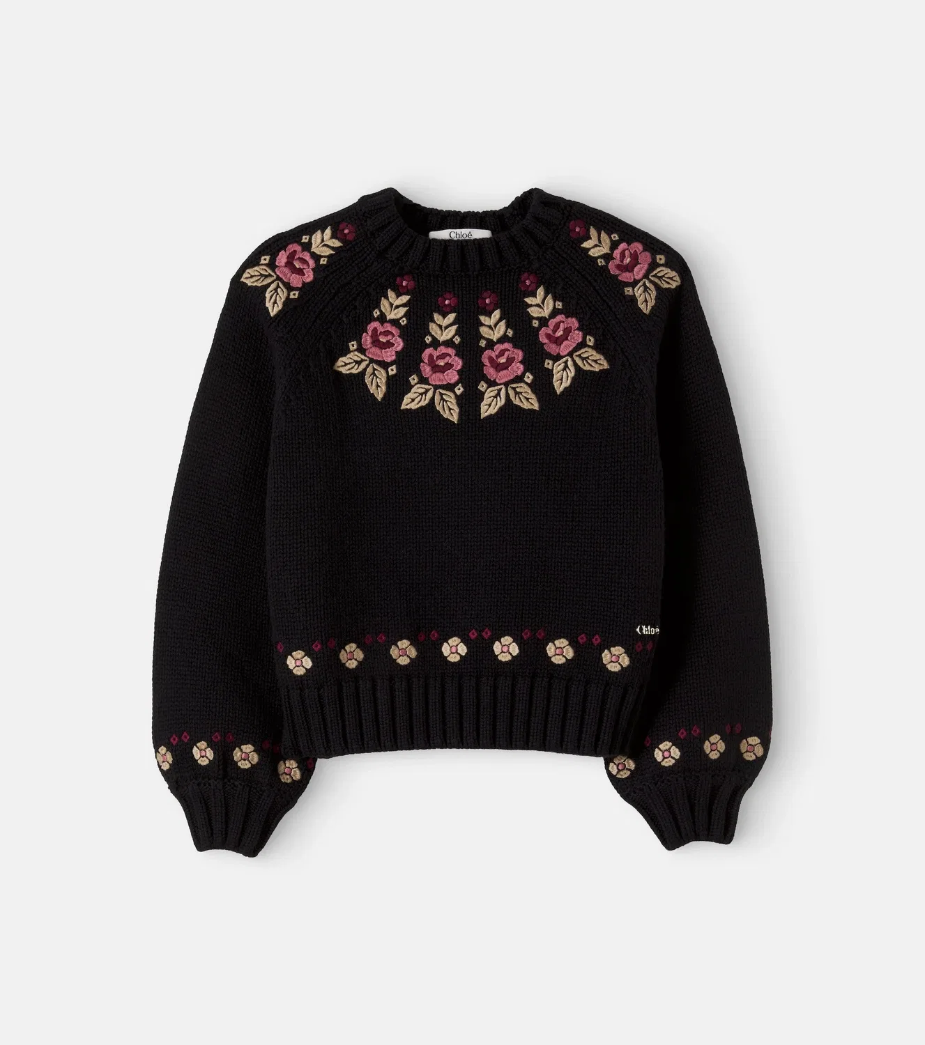 Свитшот с цветочным узором Chloé Kids, черный