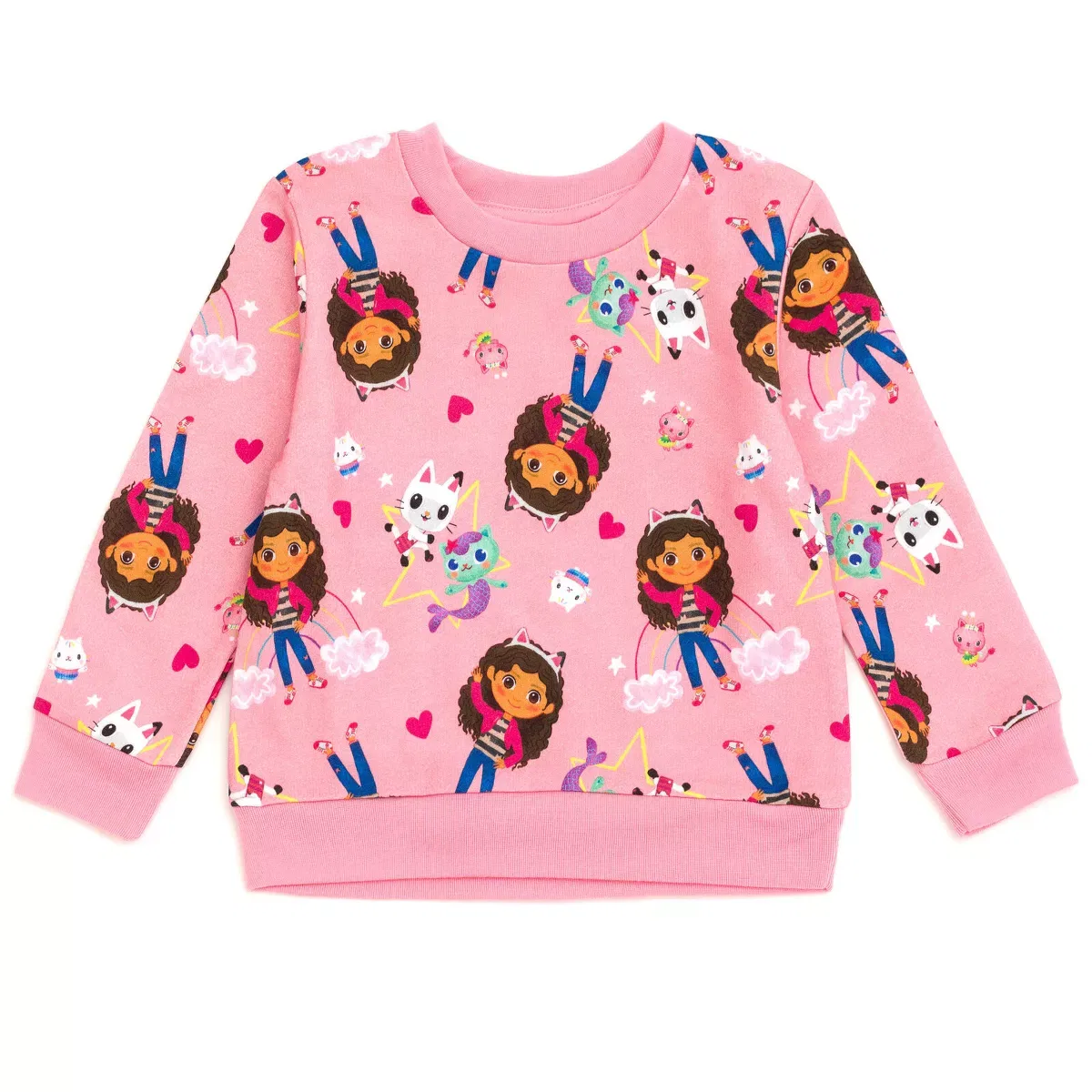 Детский свитшот для девочек с принтом Pandy Paws MerCat Cakey Cat Gabby's Dollhouse, Pink