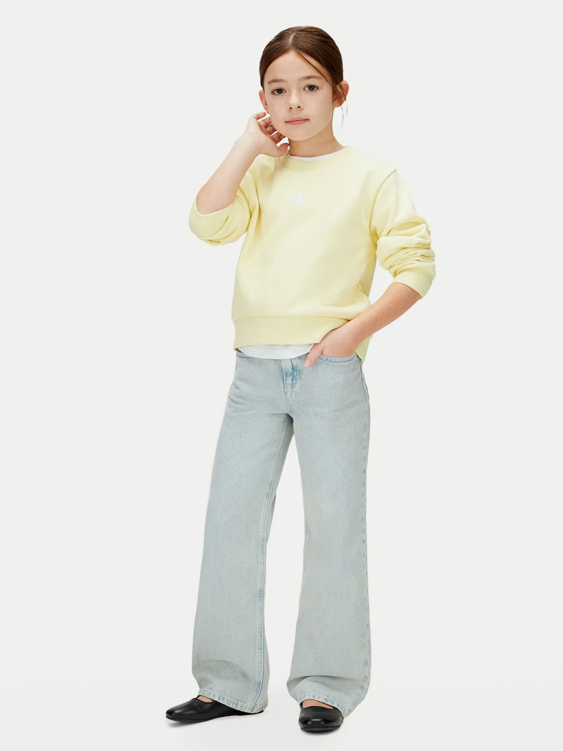 Толстовка стандартного кроя для девочки Calvin Klein Jeans, желтый — фото 2