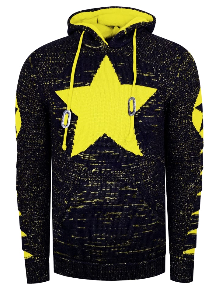 

Толстовка с капюшоном из толстой пряжи в черно-желтом цвете Rusty Neal