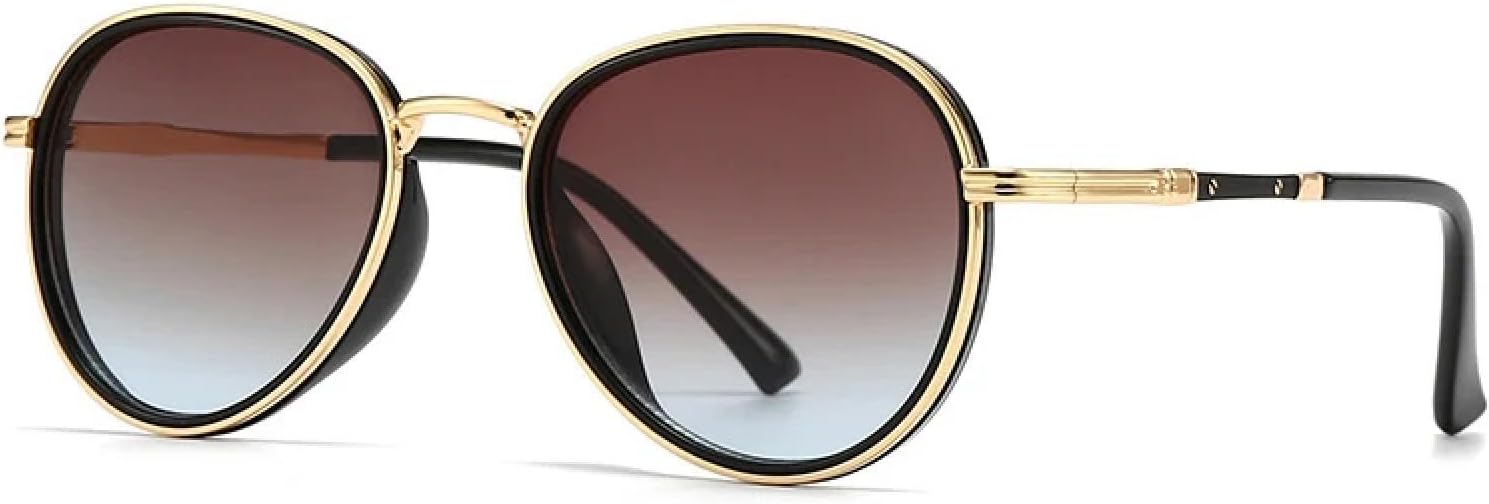 

Ретро металлические мужские солнцезащитные очки, модные градиентные женские солнцезащитные очки класса люкс с защитой от УФ-излучения UV400, трендовый стиль панк TVTBBVV, Golden Tea Blue