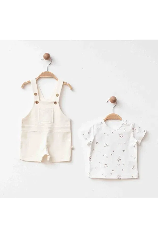 Детский комплект из комбинезона и футболки с принтом Blumi Kids, Ecru — фото 4