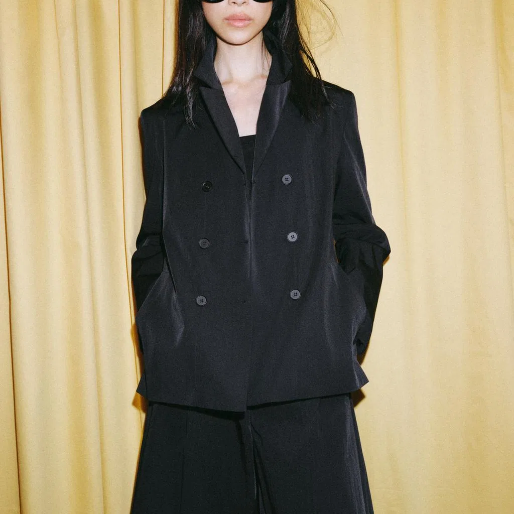 ZARA Женский деловой костюм с лацканами ZW Business Suits, Черный — фото 4