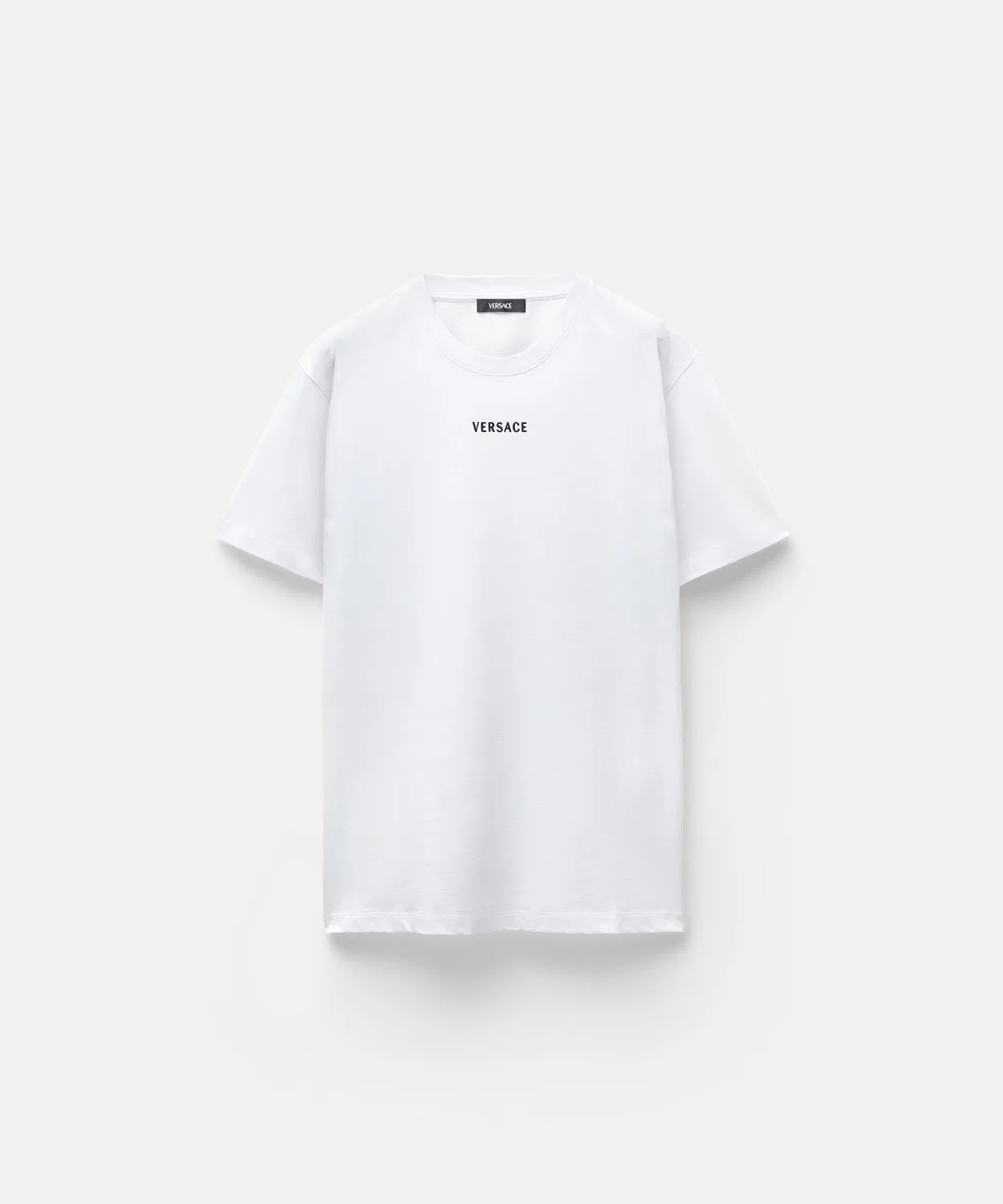 Мужская футболка с вышивкой из хлопкового джерси, slim fit VERSACE, White