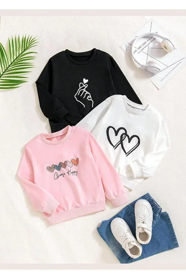Детский комплект из трех предметов: свитшот с принтом Oversize Vestir Bien, Black