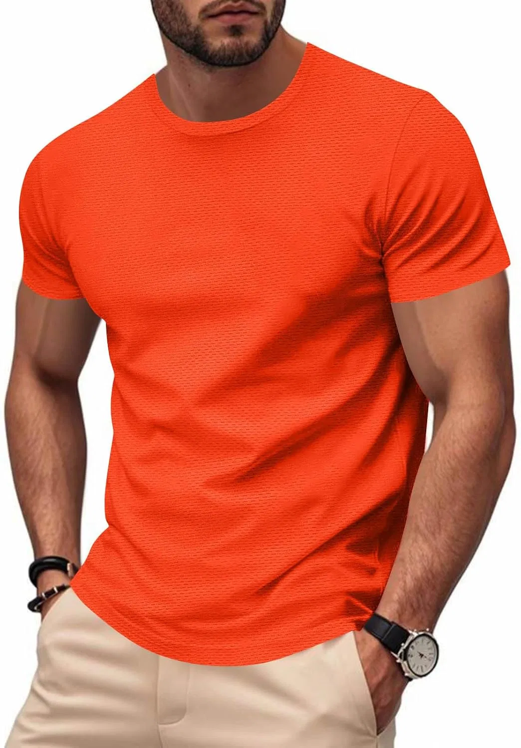 Мужская быстросохнущая футболка для бега, Orange — фото 2