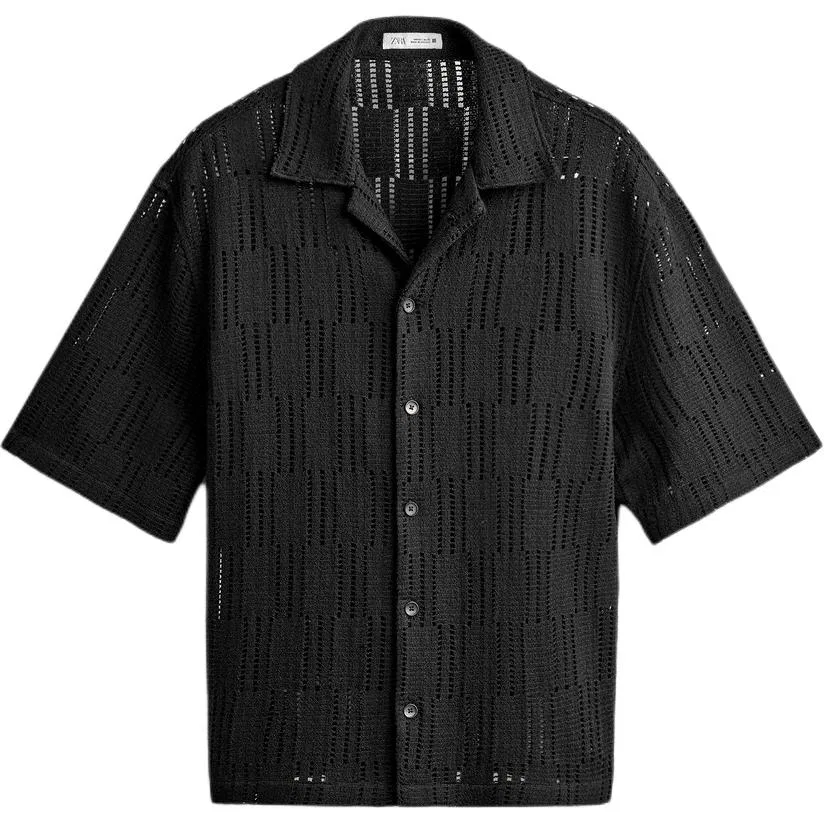 Мужская рубашка с отложным воротником Black ZARA, Black