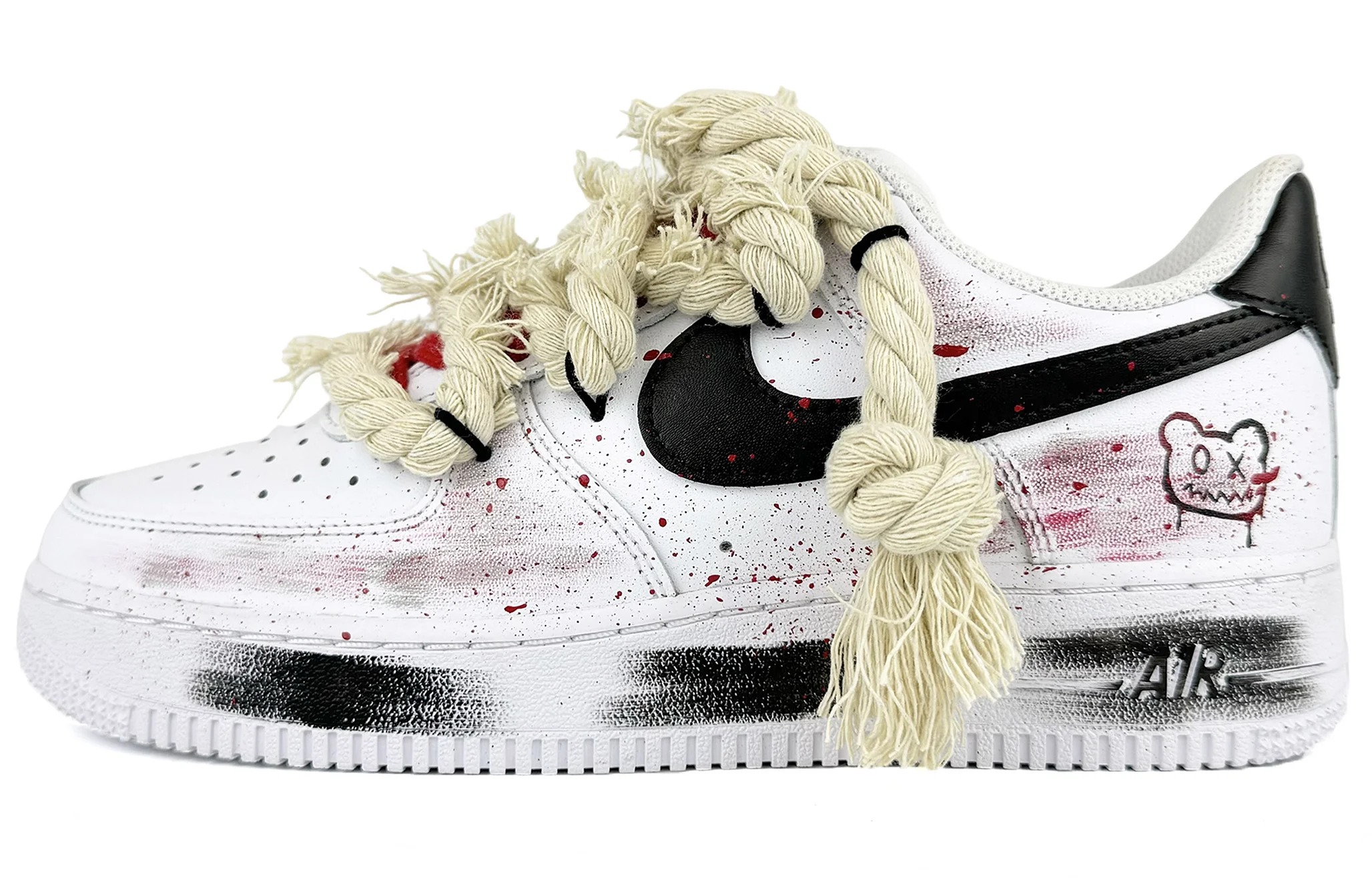 

Кастомизированные кроссовки Nike Air Force 1 Low-Top Skateboard Shoes Men's, белый