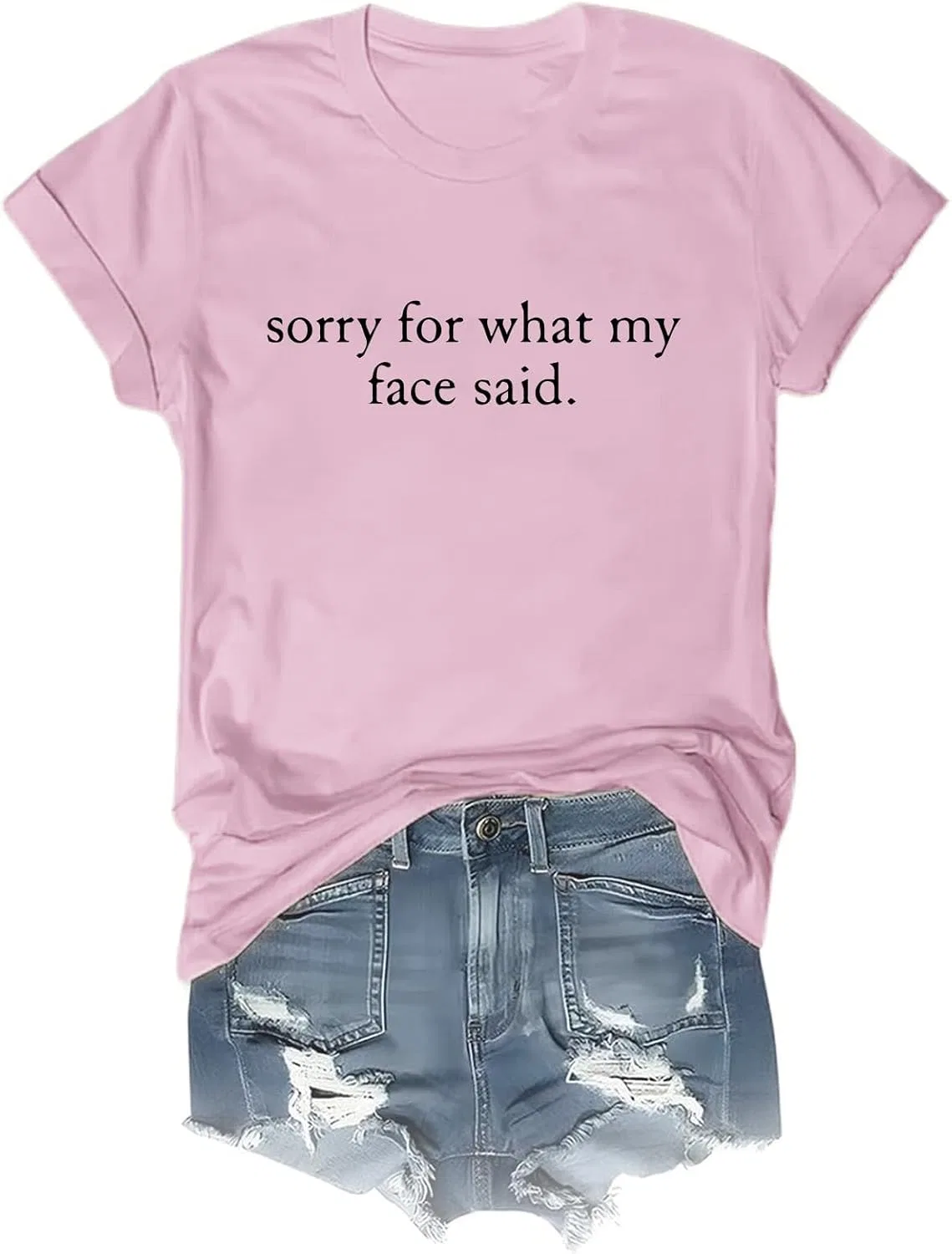 Женская футболка с принтом Sorry for What My Face Said Pink