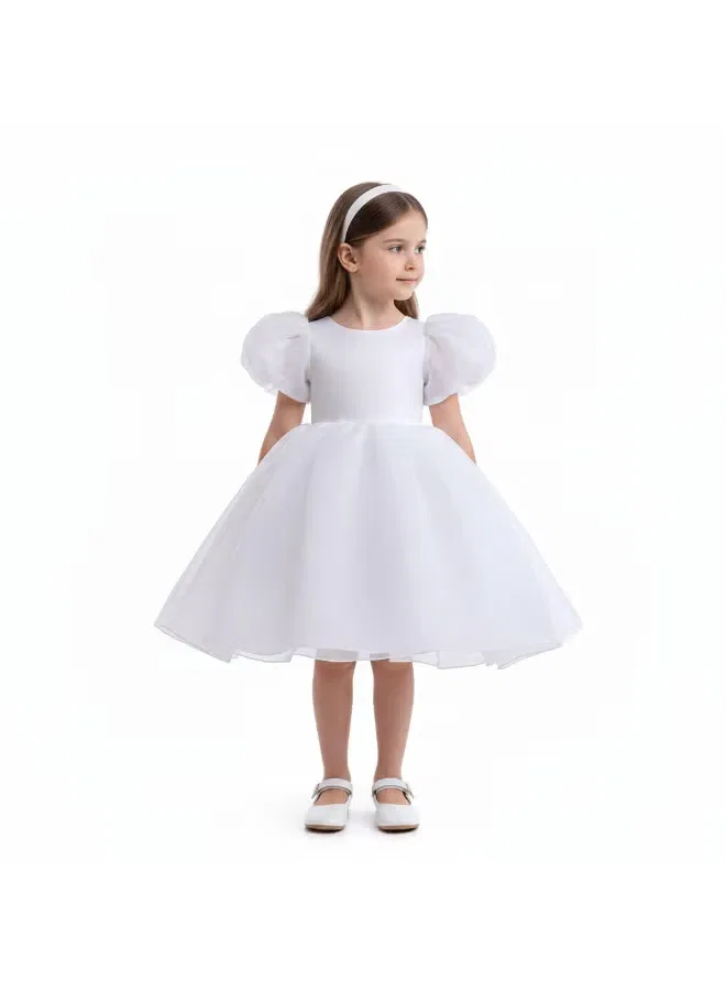 Платье с юбкой-тюльпан для девочки Tulip party dress D'Daniela, белый — фото 3
