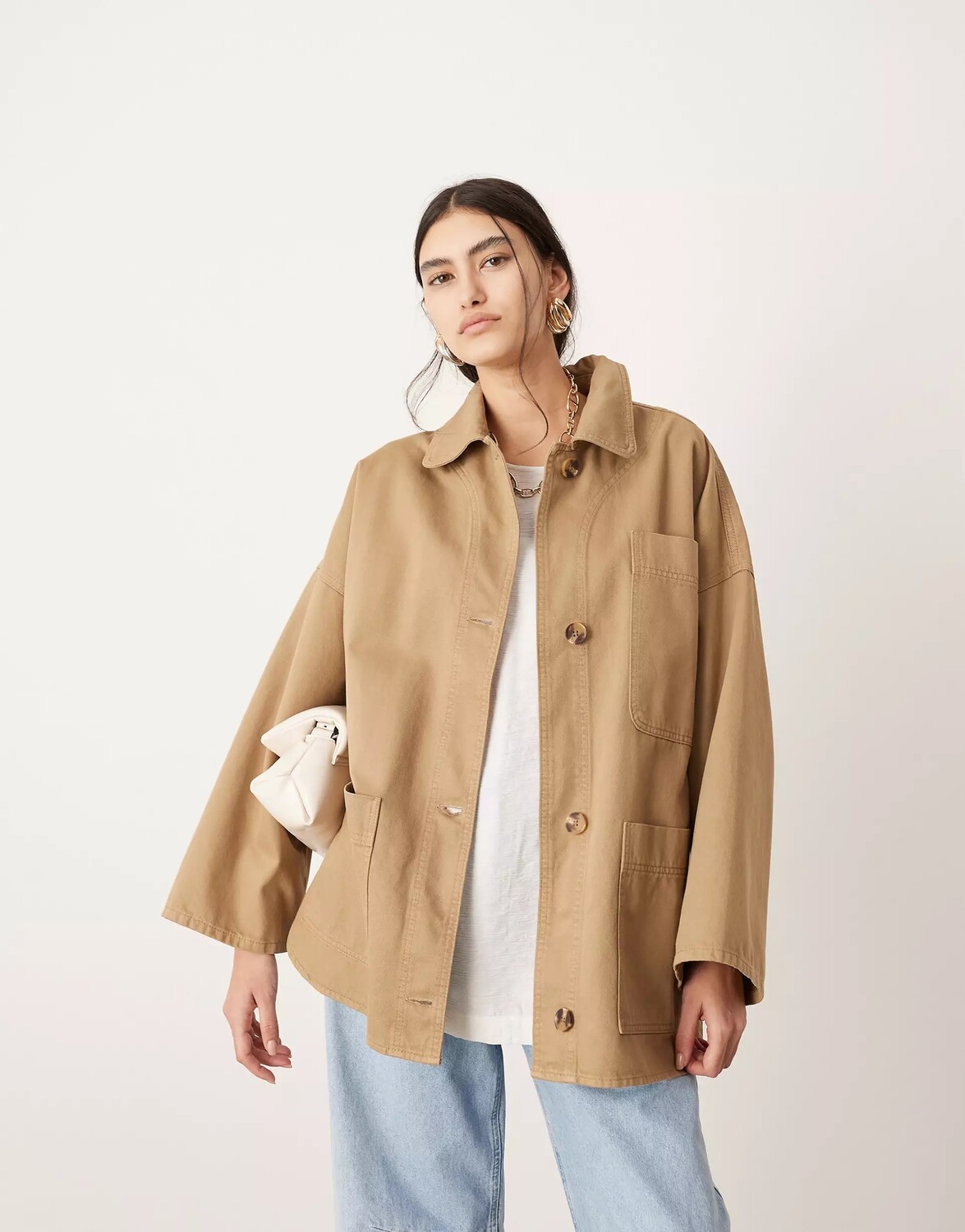 

Куртка-рубашка Asos Edition Oversized Mansy, бежевый