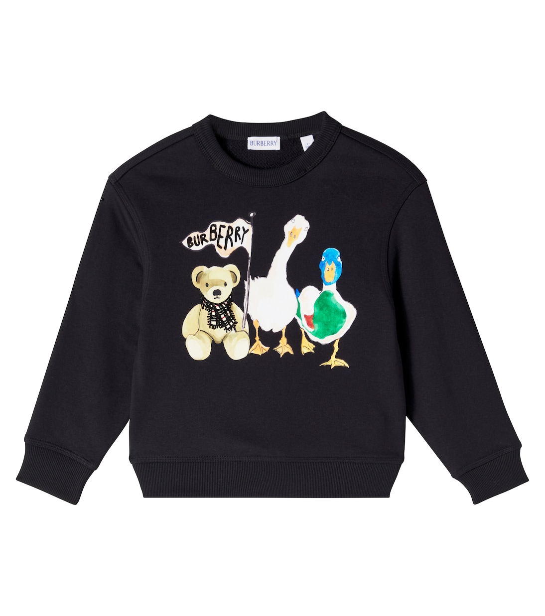 

Хлопковый джерси свитшот с принтом Burberry Kids, черный