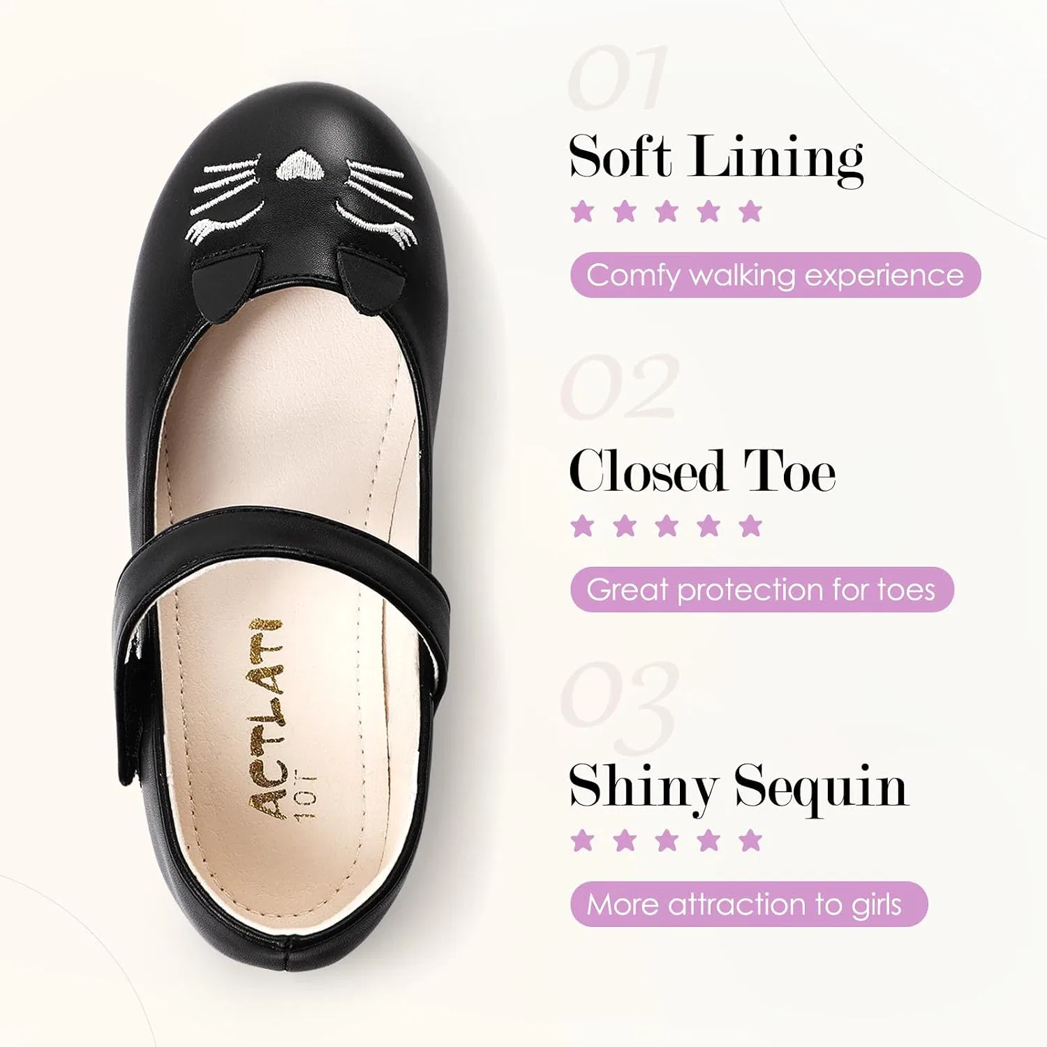 Детские балетки с блестками Funny Cat Glitter Princess Secret Slippers, Black — фото 4
