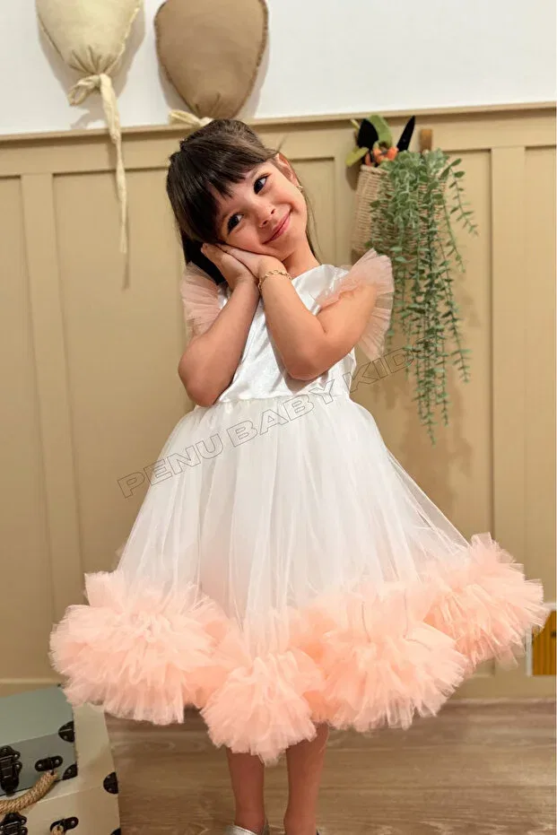 Детское платье для девочек с воланами Sleeveless Ruffle Skirt Dress Alice Penu Baby Kids, Salmon — фото 3