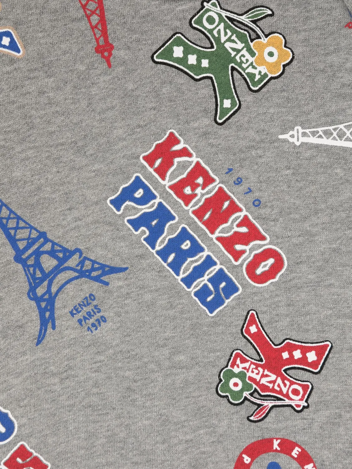 Свитшот с логотипом из хлопка Kenzo, серый — фото 2