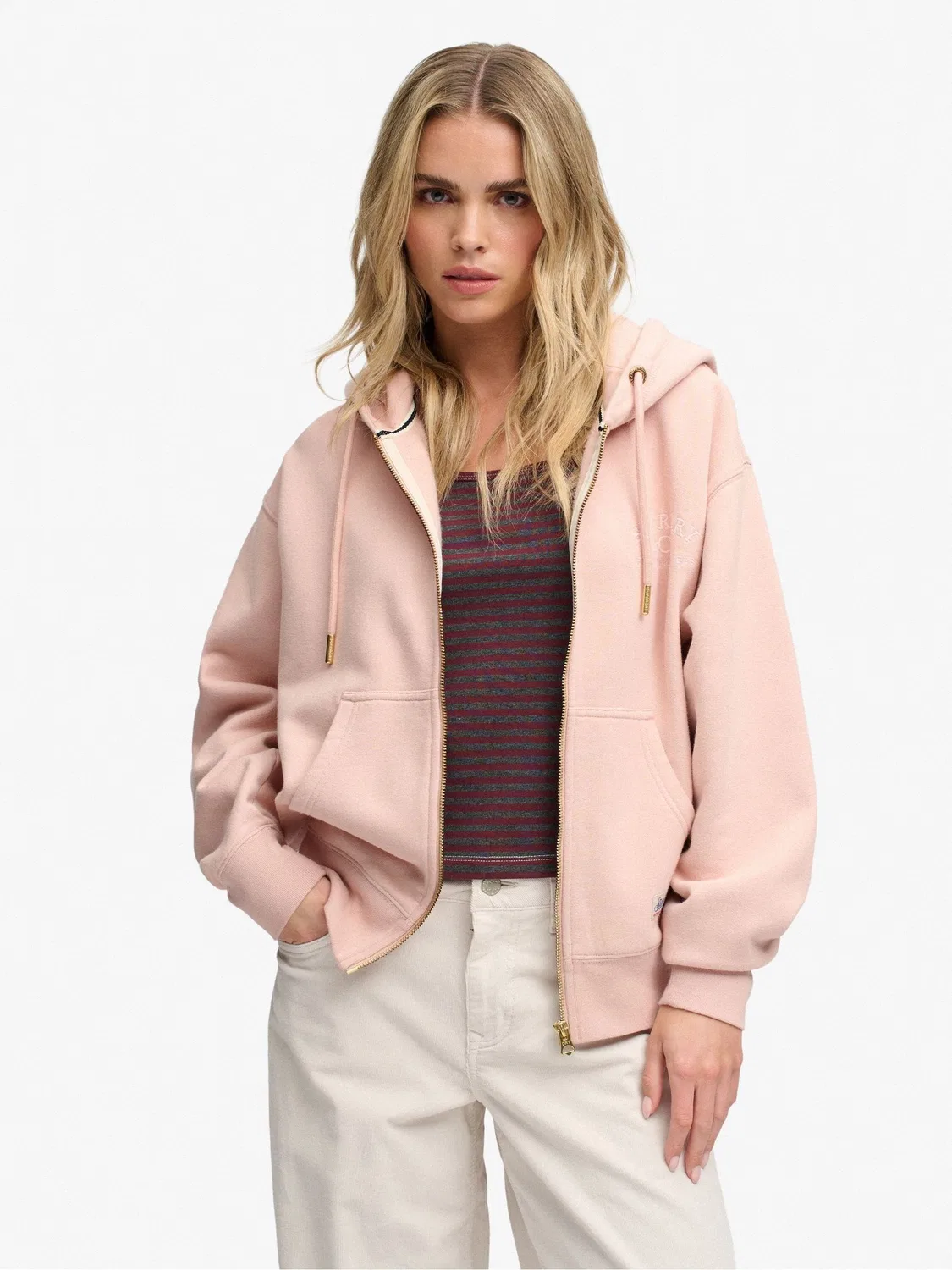 Розовая роскошная повседневная толстовка на молнии Superdry