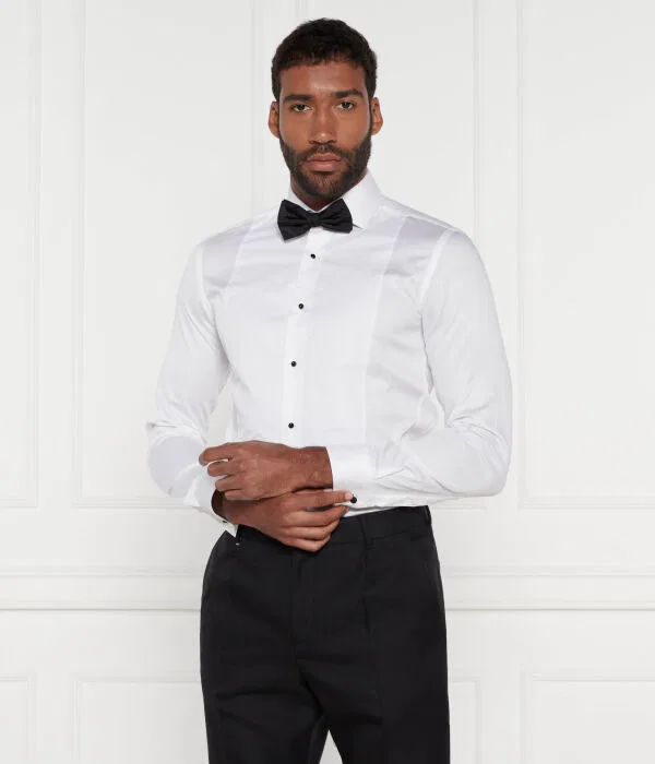 Мужская рубашка slim fit H-Hank-Tux3 BOSS, белый