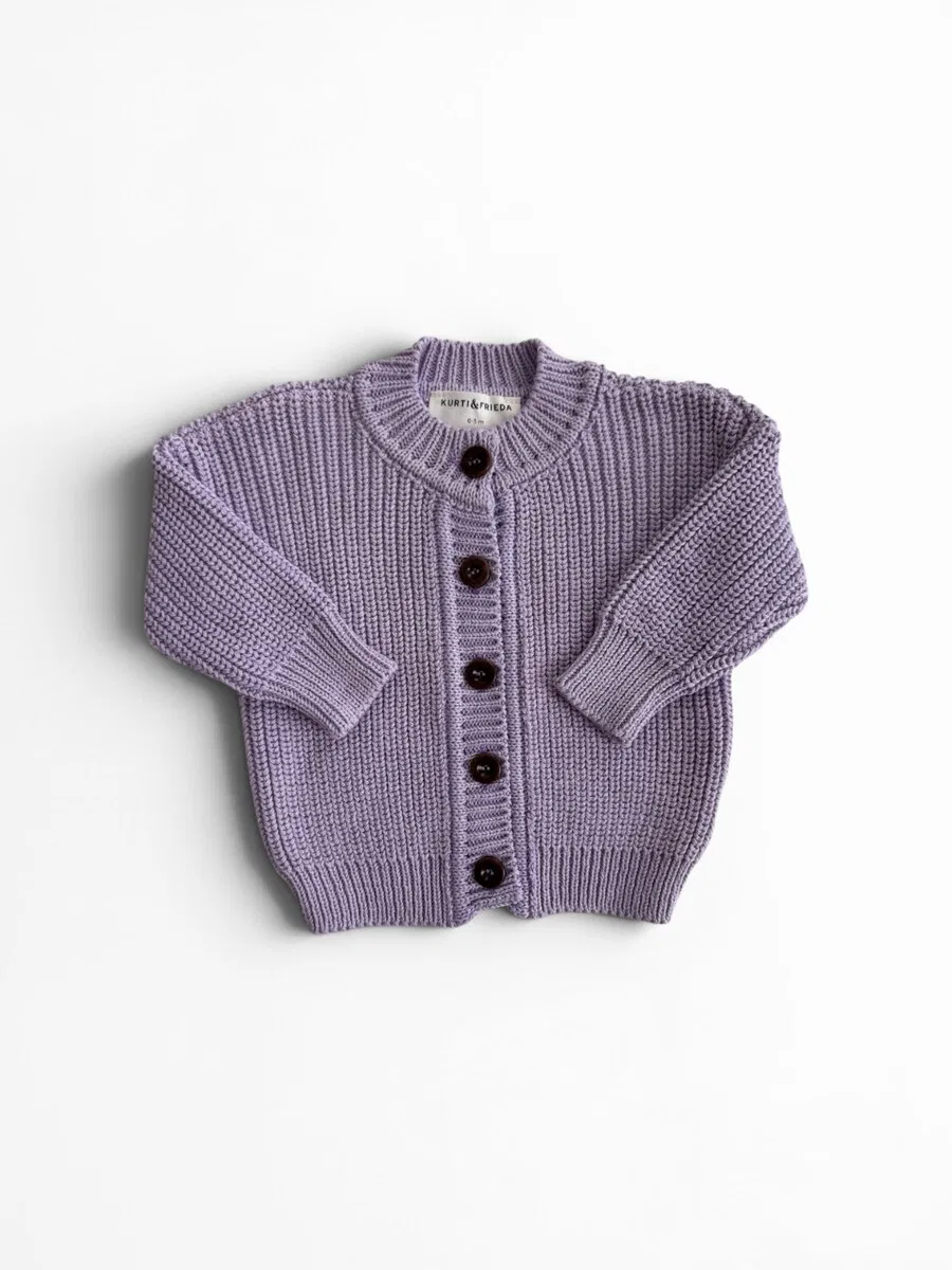 Вязаный кардиган KURTI & FRIEDA «Chunky Knit» лавандового цвета — фото 3