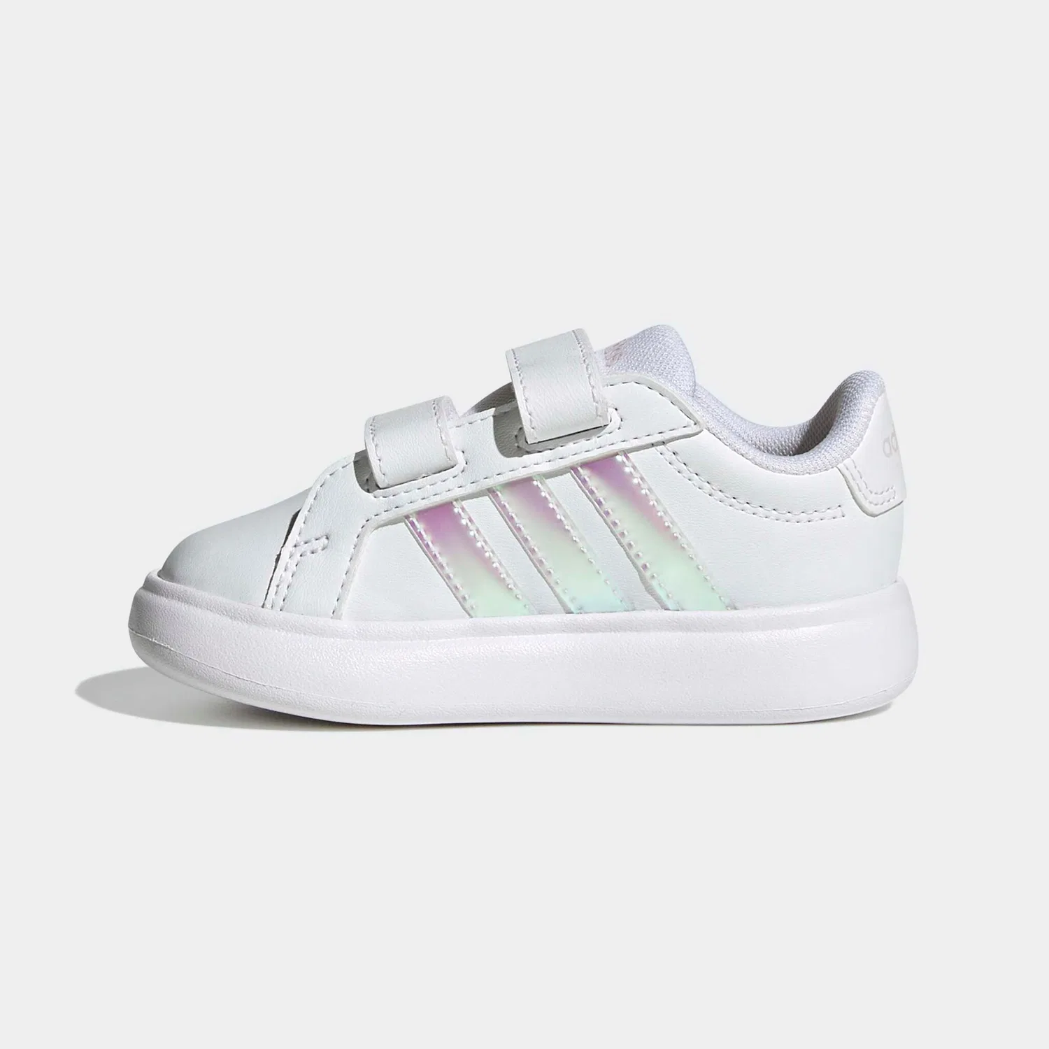 Детские кроссовки на липучке Grand Court 3.0 Bubble Adidas, Cloud White/Iridescent/Almost Pink — фото 3