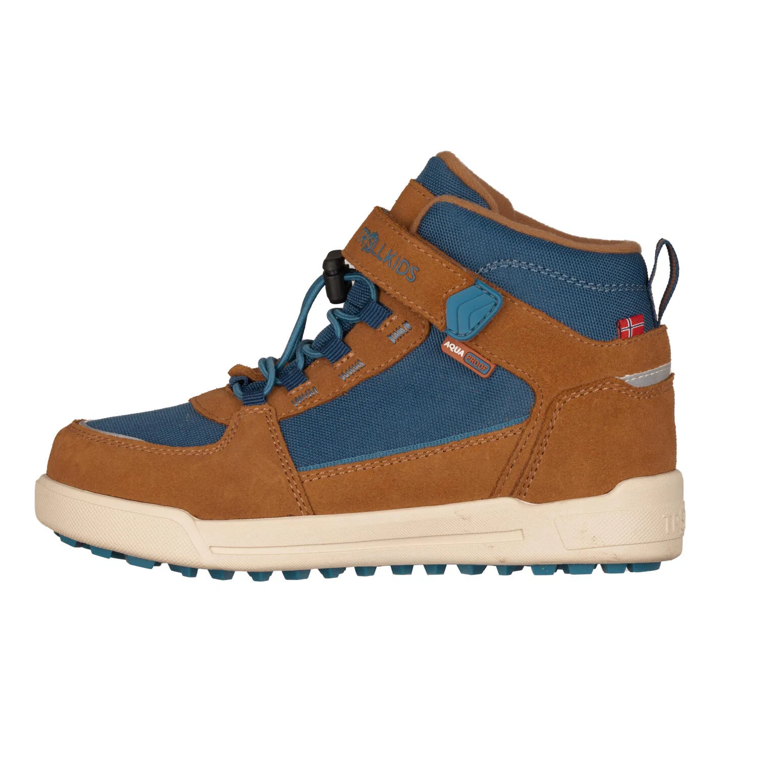 Детские ботинки с высоким берцем Trollkids Kids Gryllefjord Mid Cut, Ockerbeige / Blau — фото 2