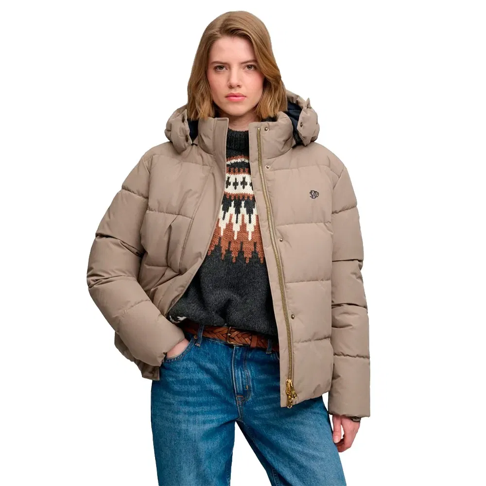 Женский утепленный пуховик Premium с капюшоном Superdry, Grey