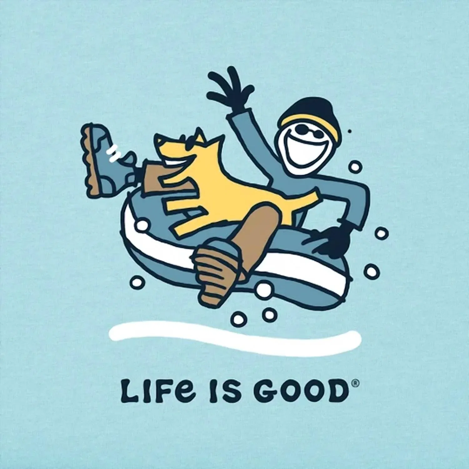 Детский лонгслив с принтом Jake And Rocket Snowtube Life is Good, Beach Blue — фото 2