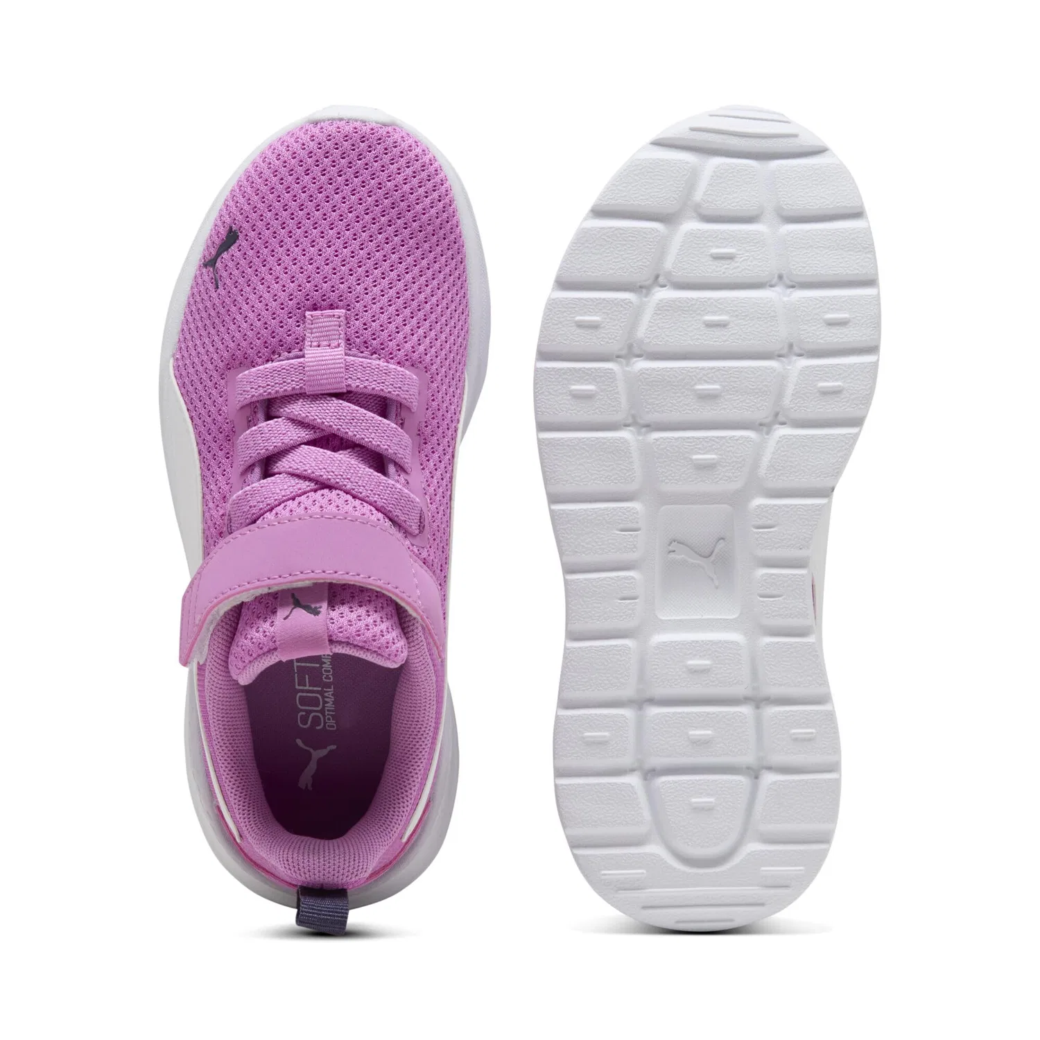 Детские кроссовки для мальчиков с эластичной шнуровкой PUMA, Mauve Pop White Deep Plum Pink Purple — фото 4