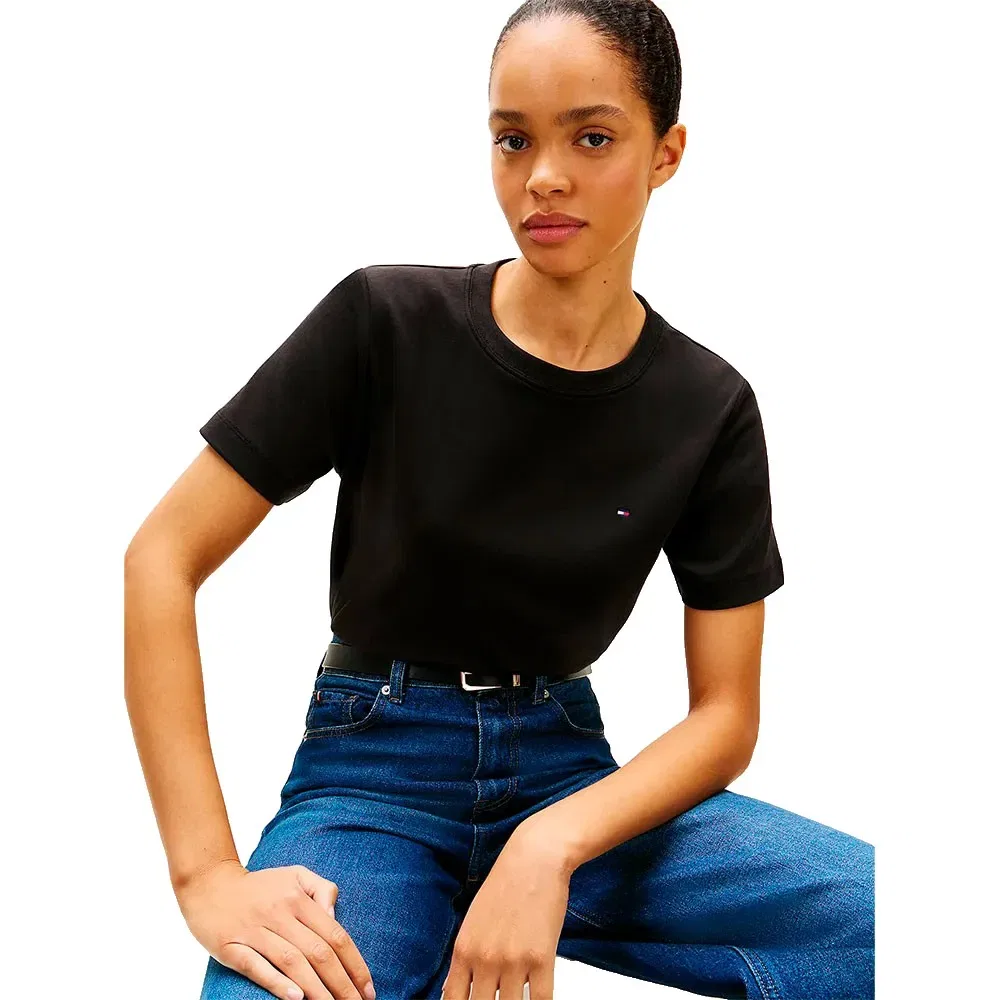 Женская футболка с коротким рукавом Interlock Boxy Fit Tommy hilfiger, Black — фото 4