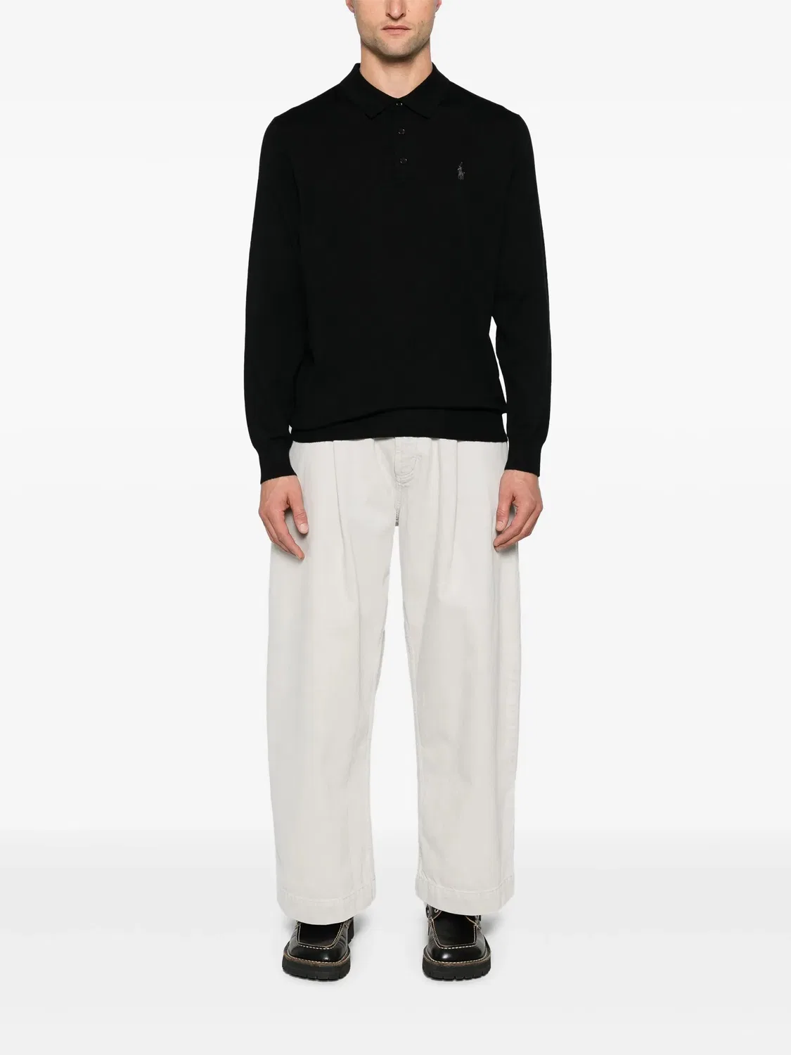 Polo Ralph Lauren Вязаная футболка-поло черного цвета — фото 4