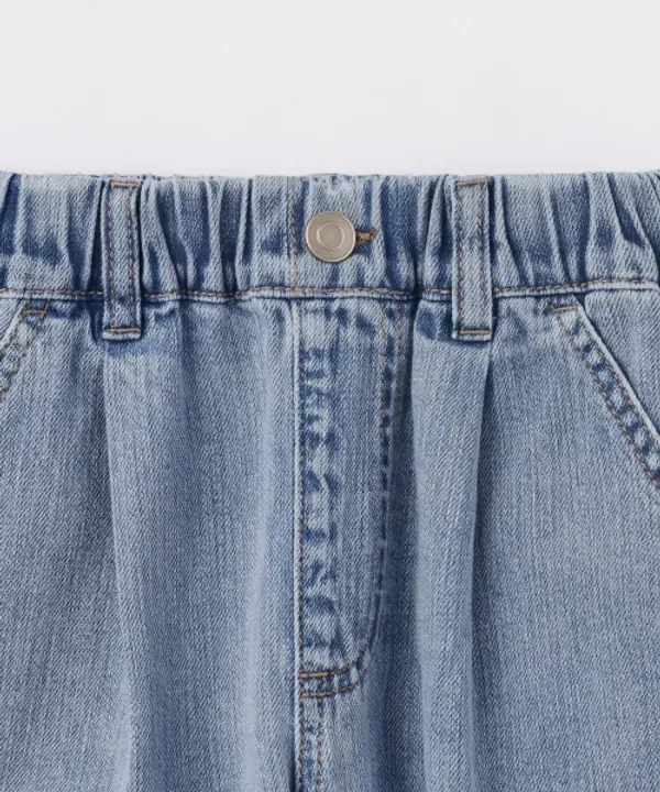 Шорты джинсовые широкие на поясе с резинкой, лен, Musinsa Standard Kids, Light Indigo — фото 3
