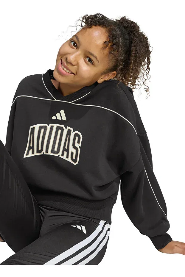 Детское худи для девочек с принтом kb7029 jg std swt Adidas, Black — фото 4