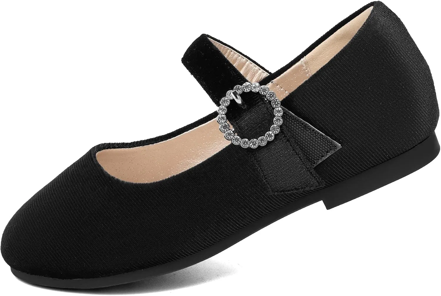 Детские балетки для девочек со стразами Mary Jane PANDANINJIA, Black Suede — фото 4