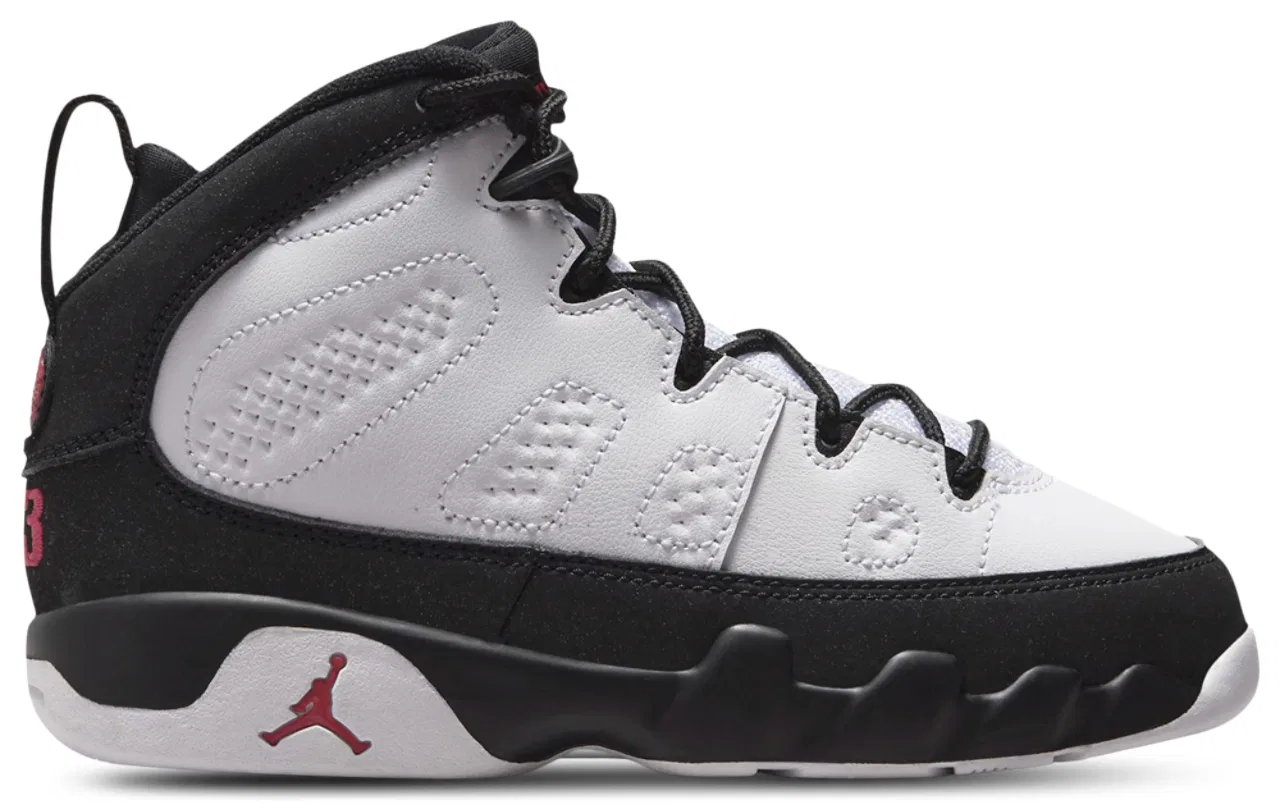 Детские кроссовки для мальчиков с кожаным верхом Retro 9 Jordan, черно-красный-белый
