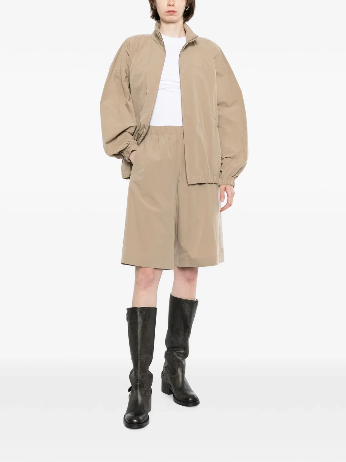 Шорты с перфорацией логотипа Alexander Wang, нейтральные цвета — фото 2