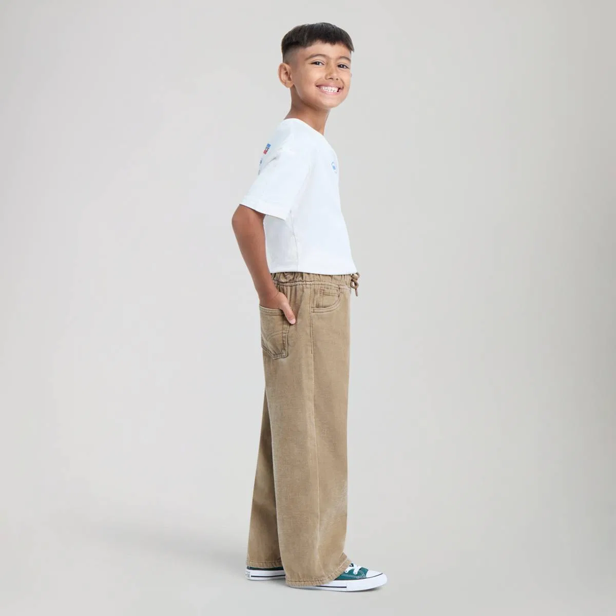 Свободные джинсы без шнурков для мальчиков 4-7 лет Levi's, Ermine - Brown — фото 3