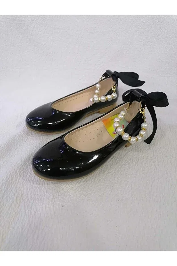 Детские балетки для девочек с жемчугом Babette Özgür Kids, Black — фото 4