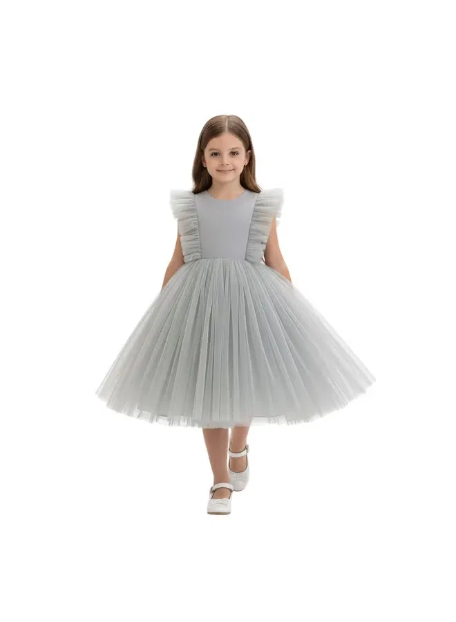 Платье с пышной юбкой из фатина Tulle party dress D'Daniela, светло-серый — фото 4