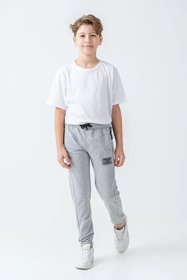 Детские спортивные штаны для мальчиков с принтом Break the limits Mışıl Kids, Gray Melange