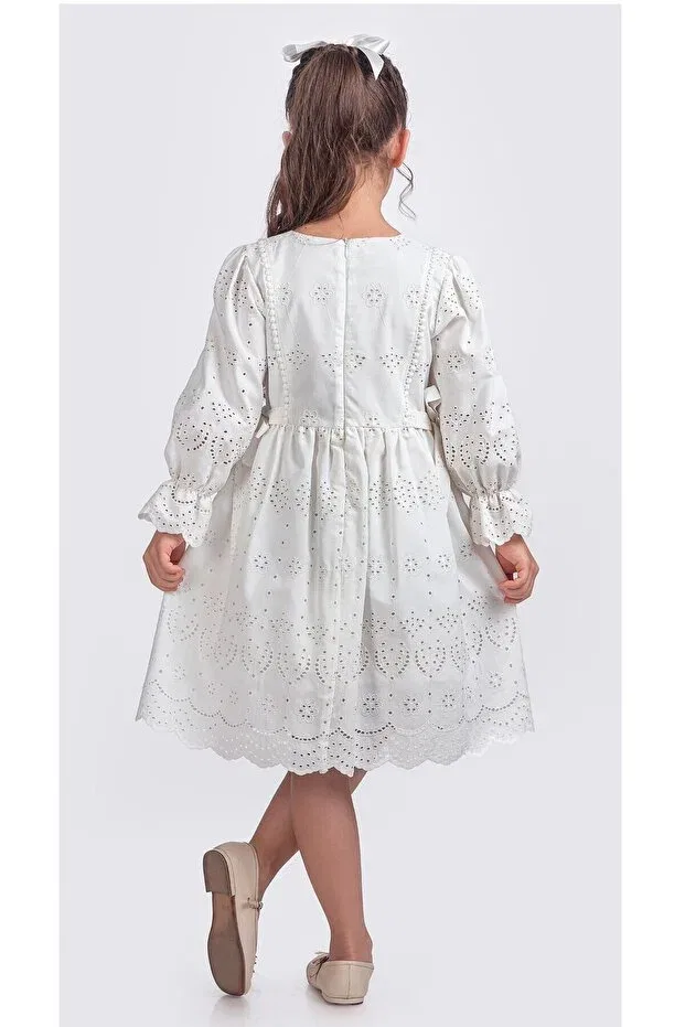 Детское платье для девочек с длинным рукавом Pina Kids, White — фото 3