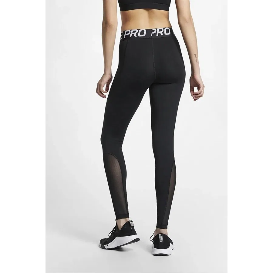 Леггинсы с высокой посадкой с сетчатыми вставками Nike Pro, Черный — фото 4