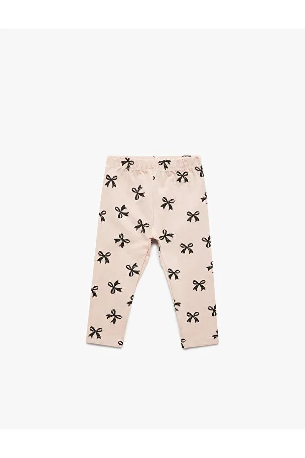 Детские леггинсы для девочек хлопковые с бантом Koton, Pink Patterned