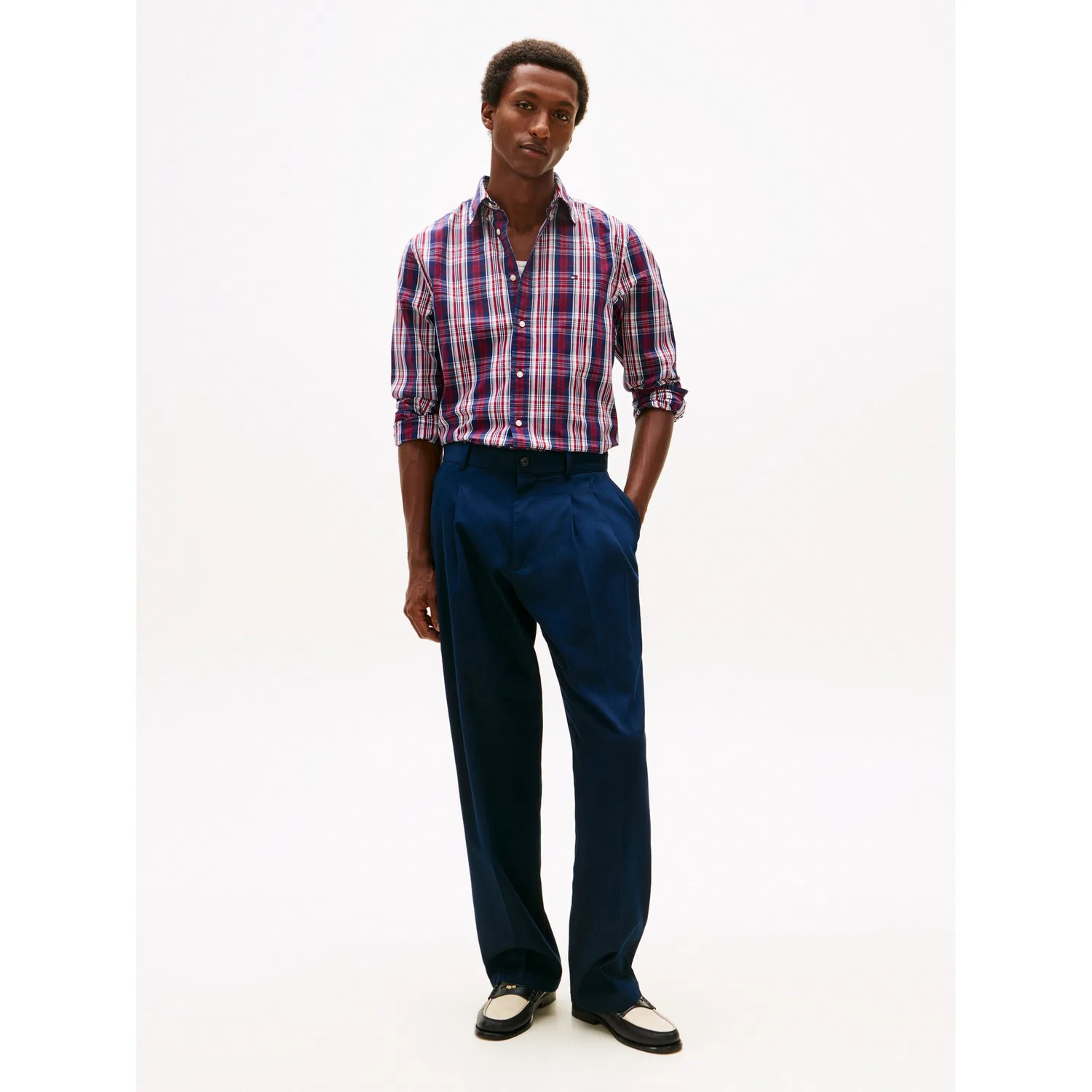 Мужская классическая рубашка с длинным рукавом Tommy Hilfiger, Preppy Navy/Check — фото 3